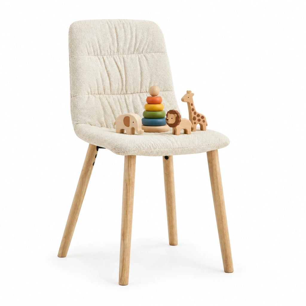 Set di 2 sedie da pranzo bianche in tessuto con gambe in rovere