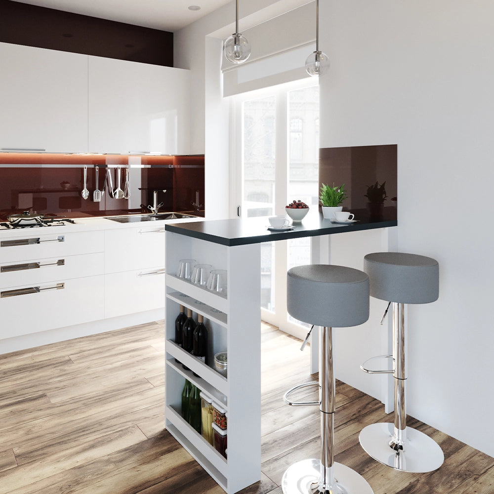 Vicco Tavolo da bar Bianco 57 x 117 cm con 3 scomparti