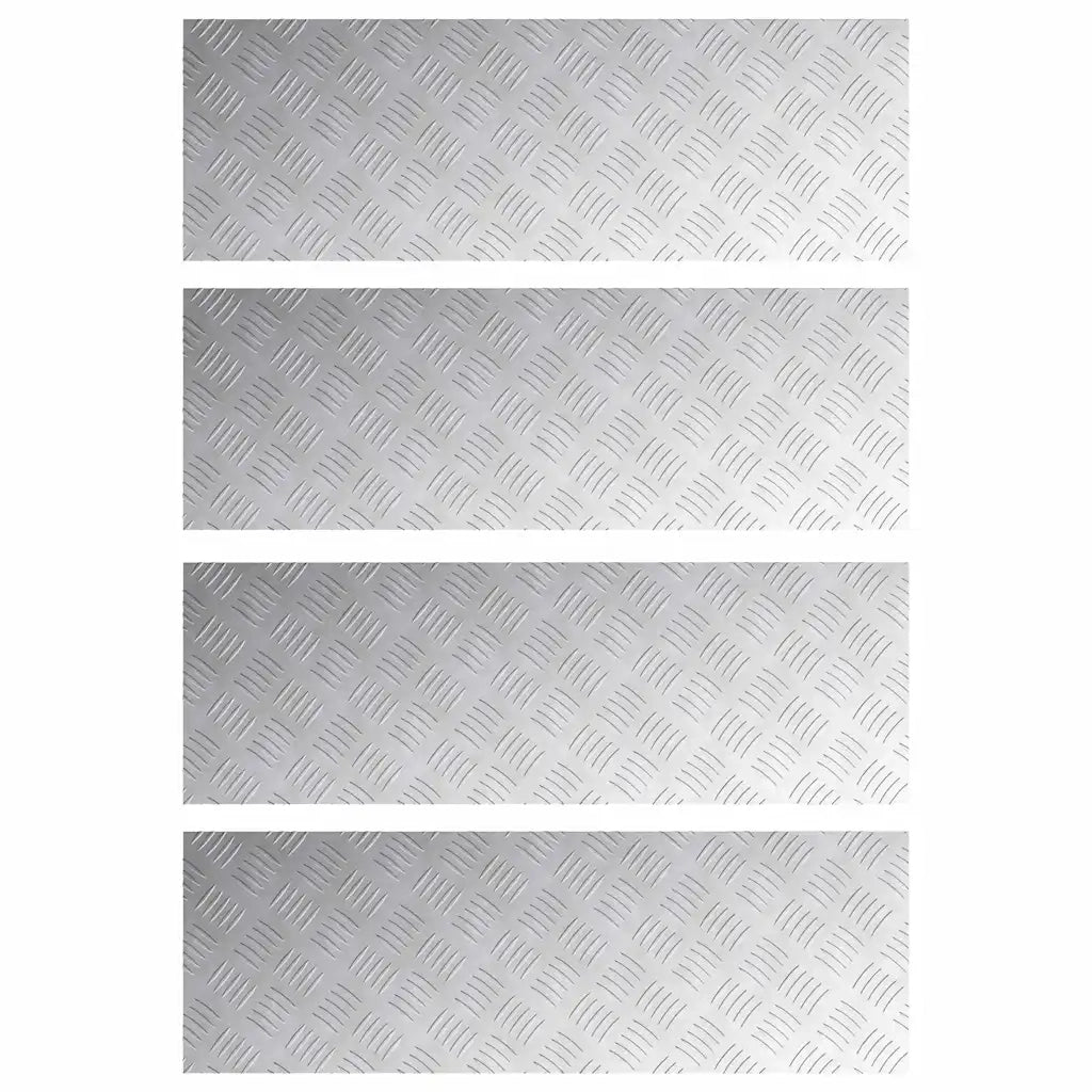 Gradini per Scale 4 pz | Tappetini per scale autoadesivi Argento 90 x 30 cm Alluminio