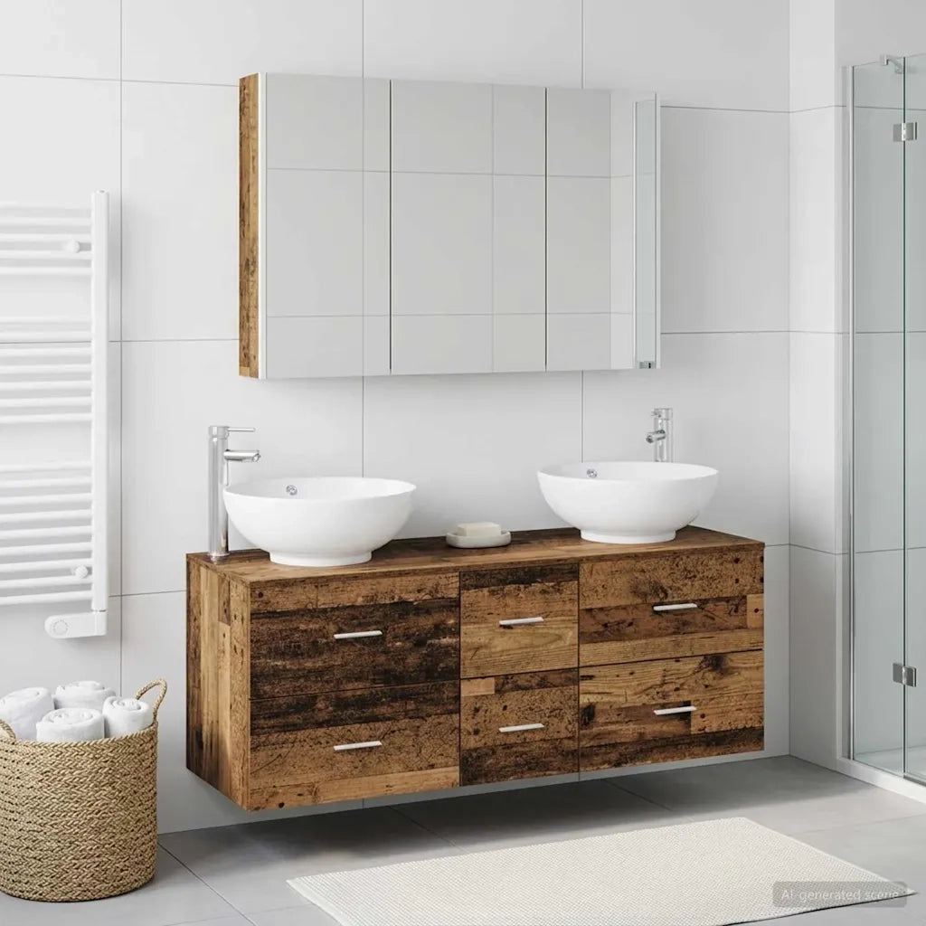 Set di mobili per il bagno 4 pcs Legno antico 3406989