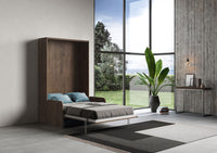 Letto Una Piazza E Mezzo A Scomparsa 120 Kentaro Con Divano Noce e Azzurro