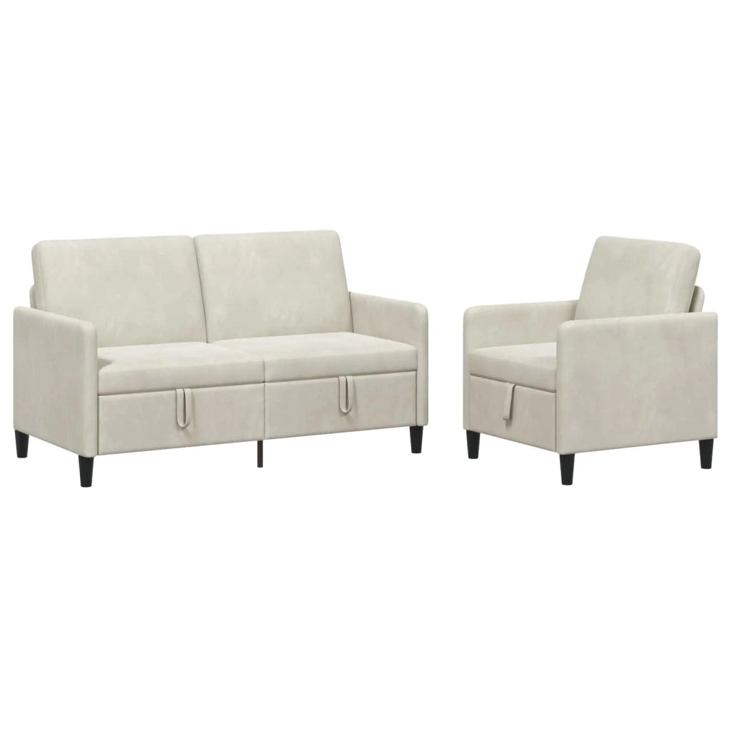 Set di Divani con Storage 2 pz Crema Poliestere 3429198