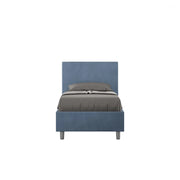 Letto imbottito Singolo 80x210 cm Adele - Con rete,Microfibra,Blu