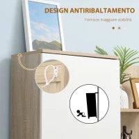 Mobile da Ingresso 4 in 1 in Truciolato con Specchio, Ganci e Ripiani Regolabili Interni, 145x29x184 cm