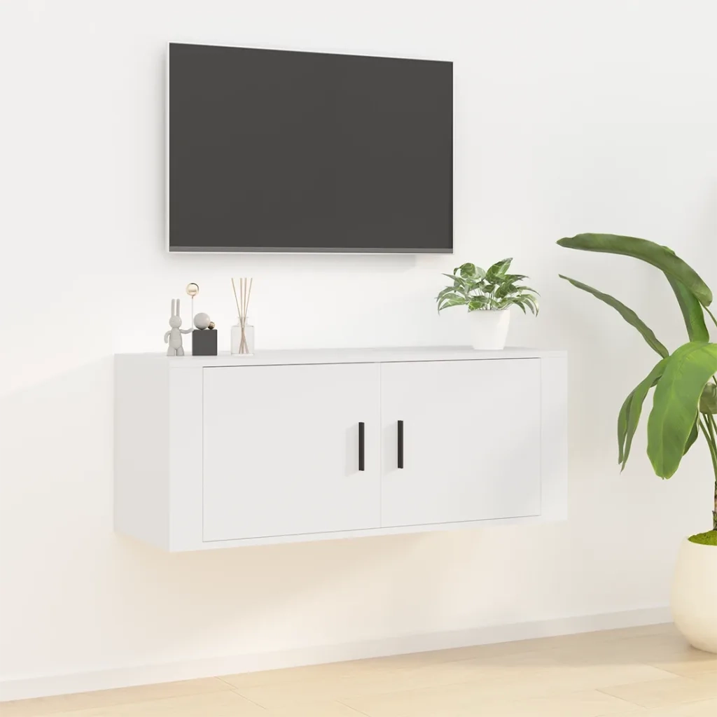 Mobile Porta TV a Parete-Mobile per TV-Credenza TV Bianco 100x34,5x40 cm