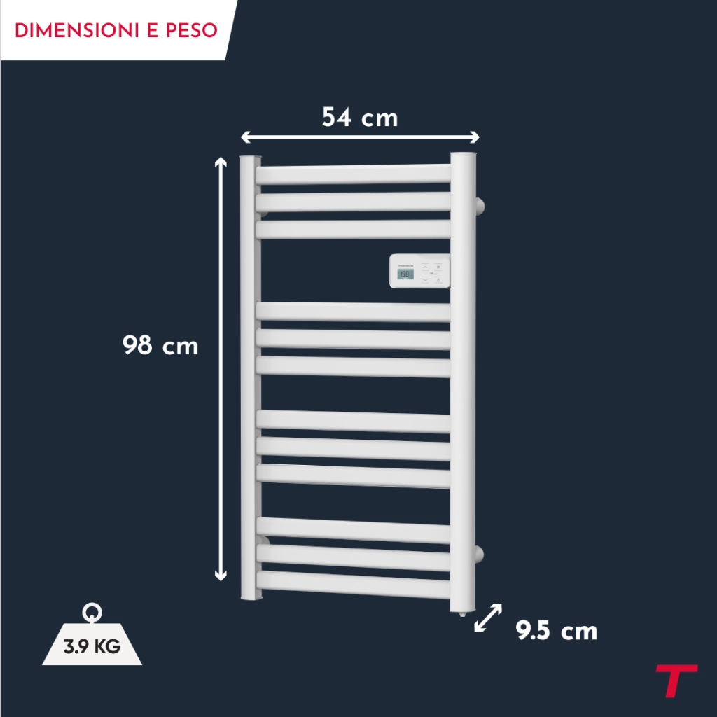 Scaldasalviette elettrico Thomson senza fluido, connesso al WiFi, con ventola da 500W, cosmo
