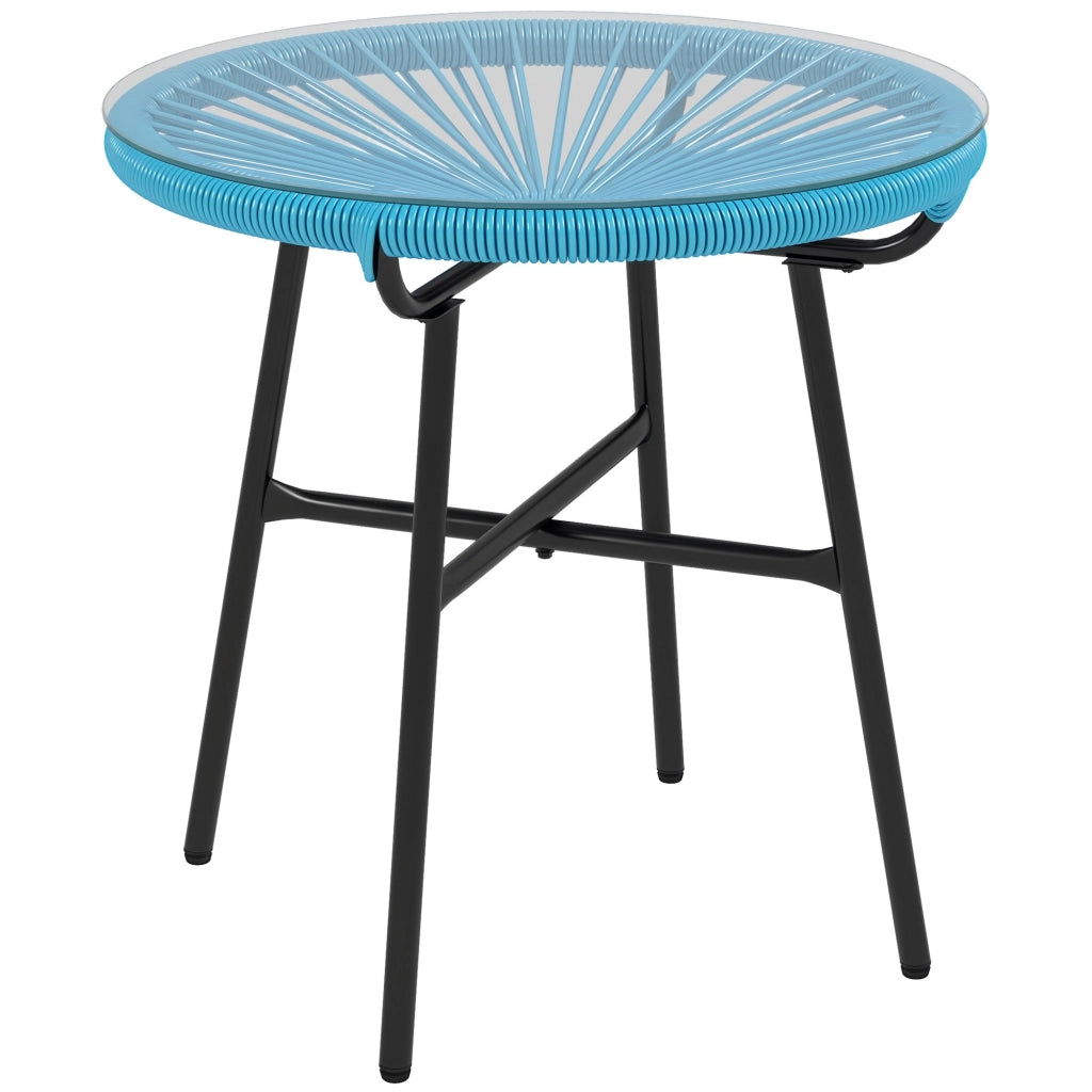 Tavolino rotondo da giardino ¨C Xylo ¨C Rattan metallo vetro temperato ?50x50H cm