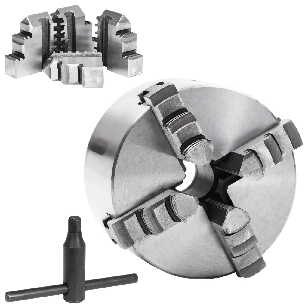 Mandrino per Tornio a 4 Griffe Autocentrante 100 mm in Acciaio CFW7743848