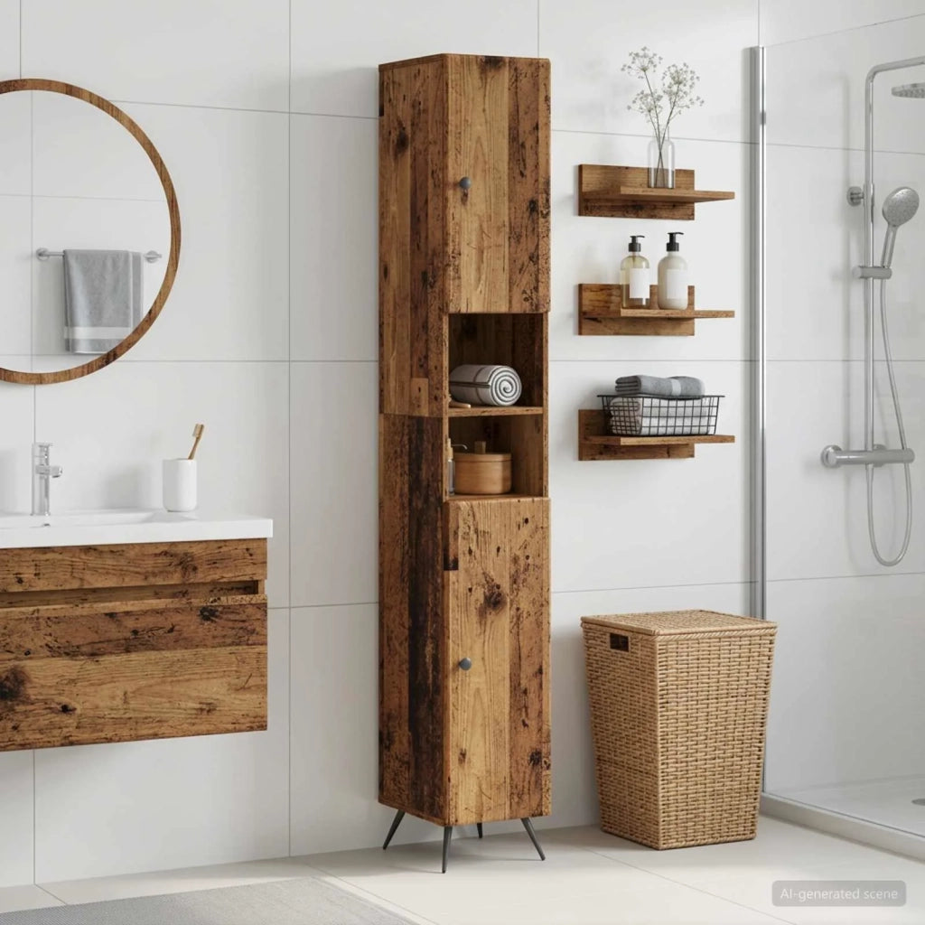 Armadio da Bagno con Ripiano Aperto BREDA Legno antico 897483