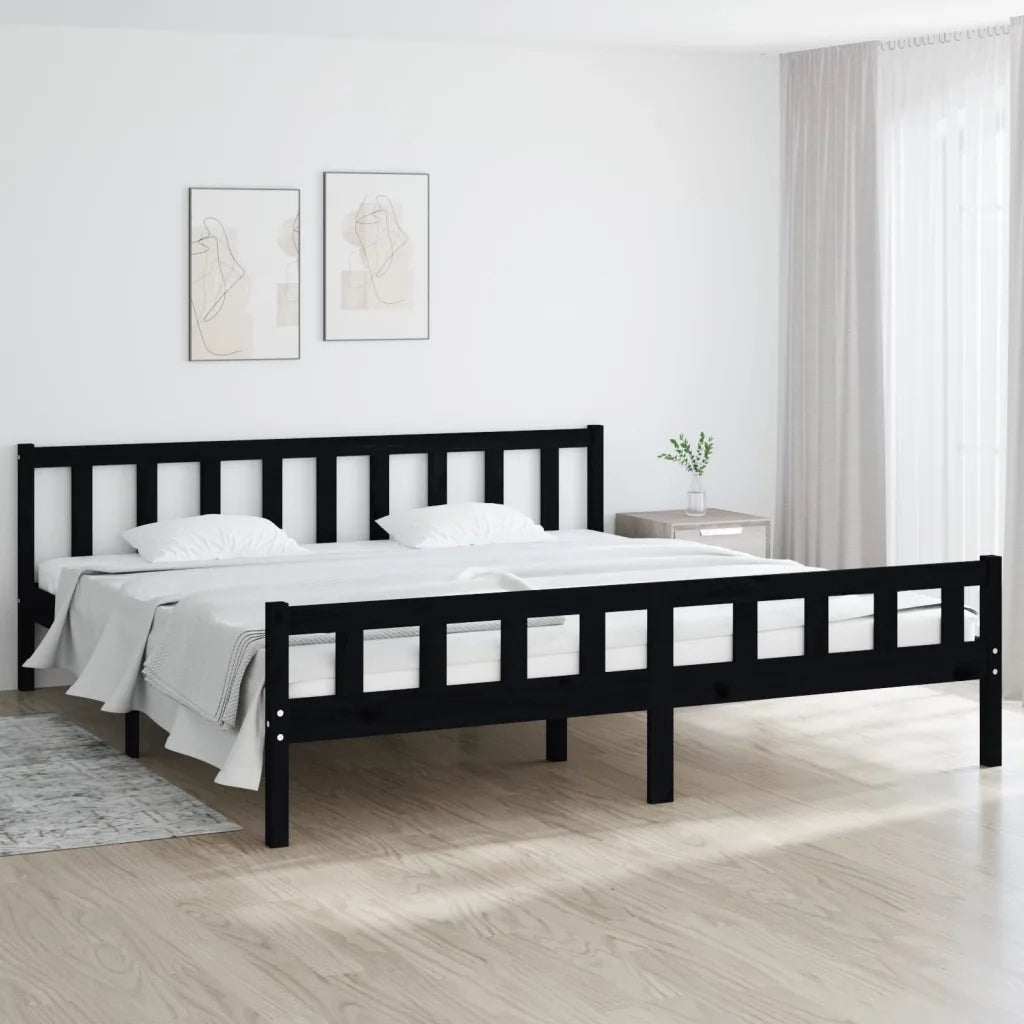 Giroletto Nero in Legno Massello 160x200 cm 810693