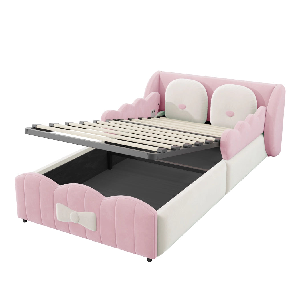 Letto imbottito per bambini con testiera a farfalla, 90x200 cm