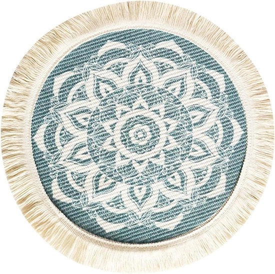 Set di 4 piatti rotondi in tessuto intrecciato con spazzole - lavabili - boho cotone - resistente al calore e antiscivolo - cucina - festa - matrimonio - 36 cm.