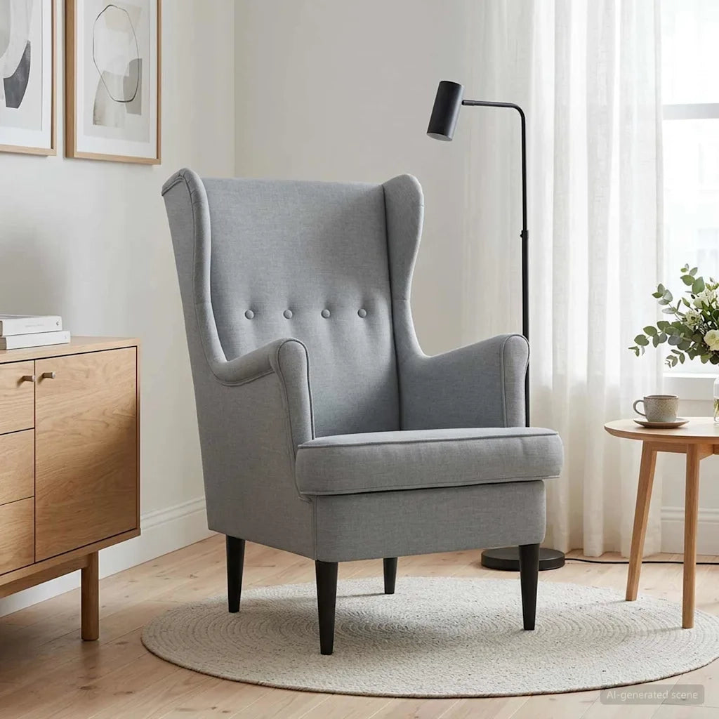 Poltrona-Divano Sedia-Poltroncina Grigio Chiaro Tessuto 252815
