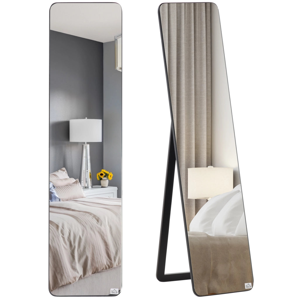 Specchio a Pieno Corpo con Cornice in Legno di Pino ¨C Zephmum ¨C 37x43x156 cm Nero