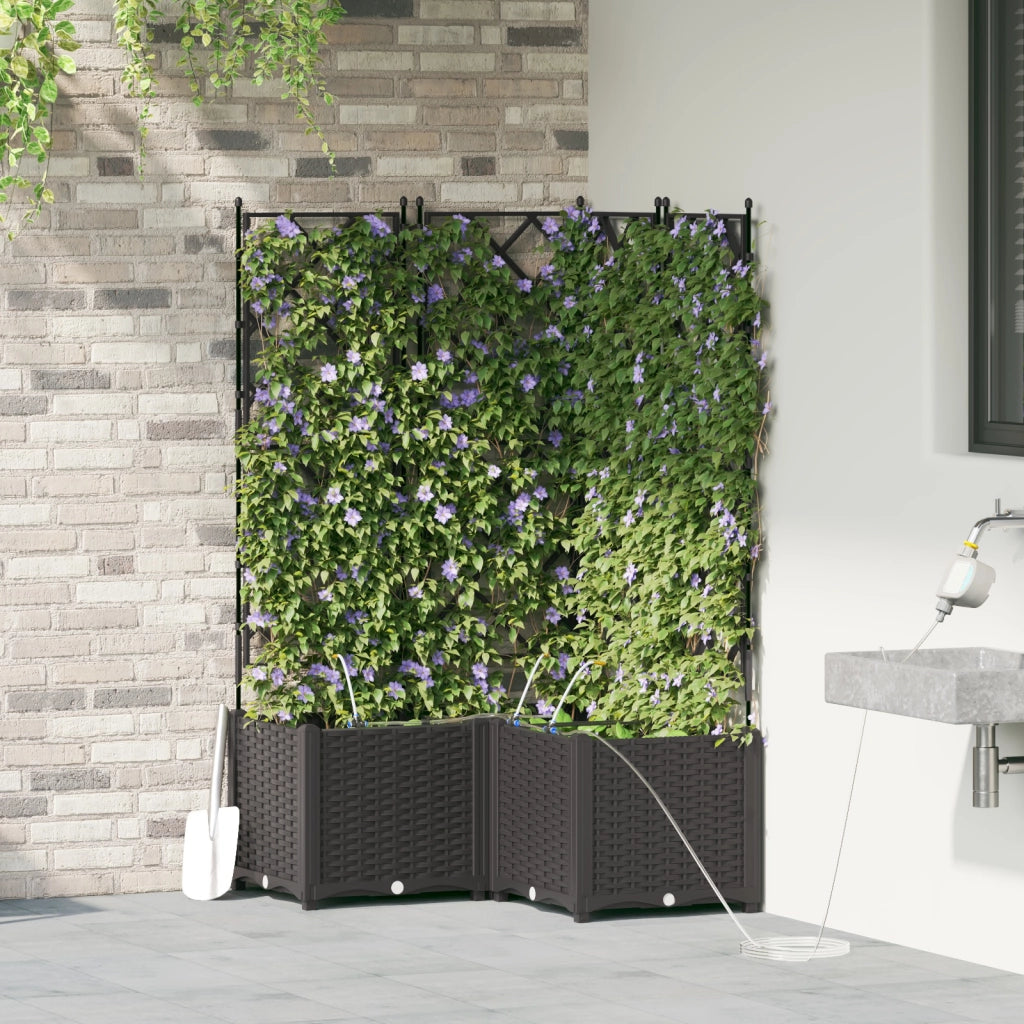 Vasi da Giardino con Sistema di Irrigazione 3 pezzi Nero