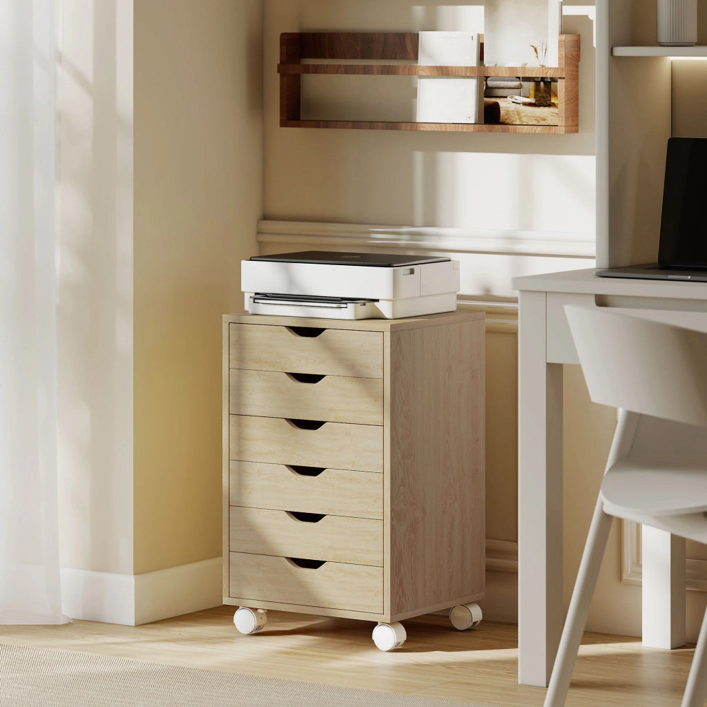 Scrivania con Cassetti ¨C zephmum ¨C Rovere 6 Cassetti con Ruote