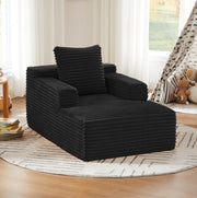 Divano chaise longue in tessuto a coste nero