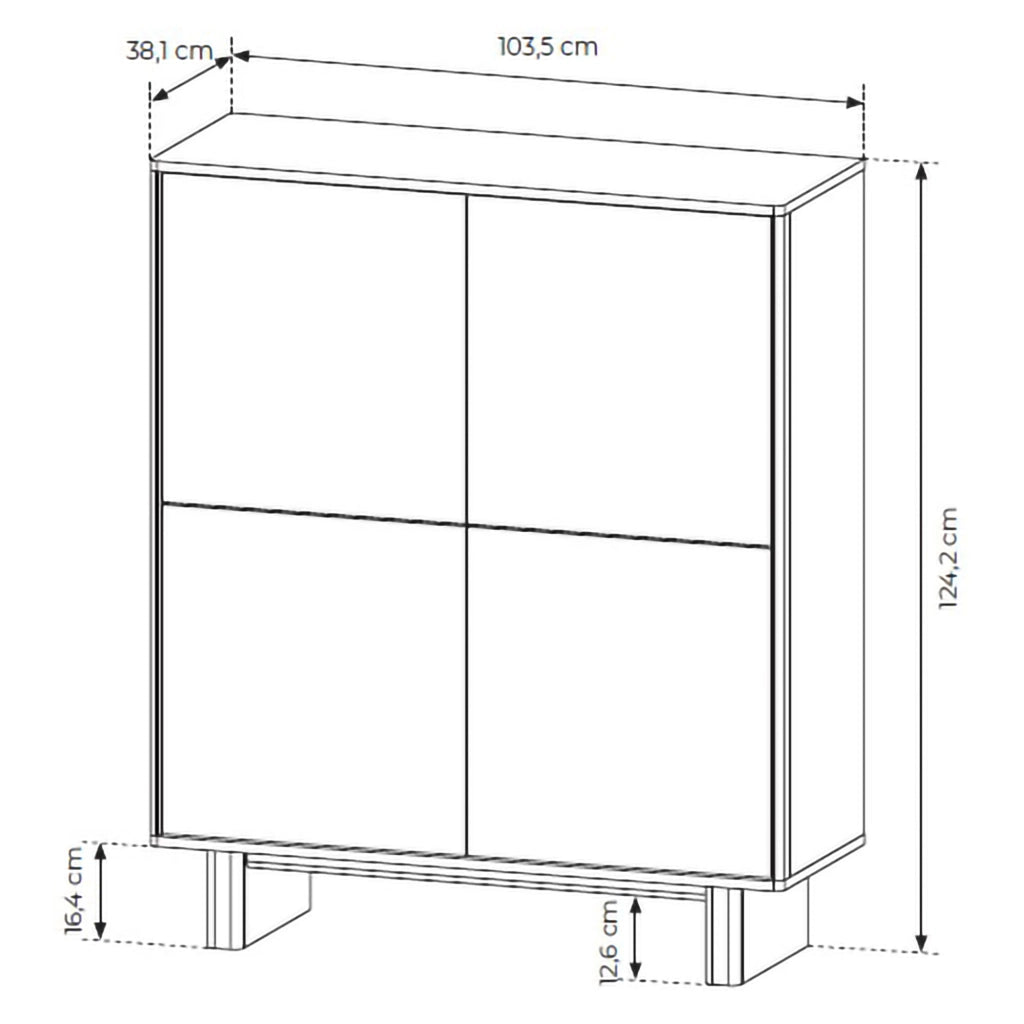 Madia Hasareti, Credenza 4 Ripiani, 104x38x124h cm Marrone Rovere