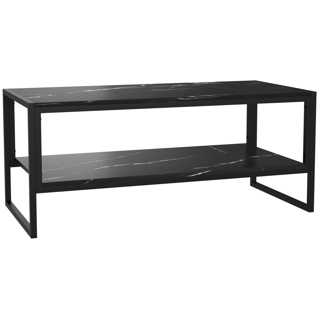Tavolino Moderno con 2 Ripiani ¨C Zephmum ¨C Nero 106x50x47 cm
