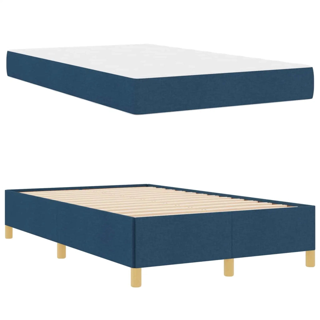Letto matrimoniale | Letto per adulti | Struttura del letto con materasso Blu 120 x 200 cm Tessuto