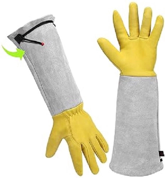 Manici da giardino per uomo/donna guanti da lavoro pelle - manici da giardino regalo giardinaggio attrezzi guanti antiscivolo spine di rosa attrezzi giardinaggio guanti lunghi per giardinaggio uomo/donna