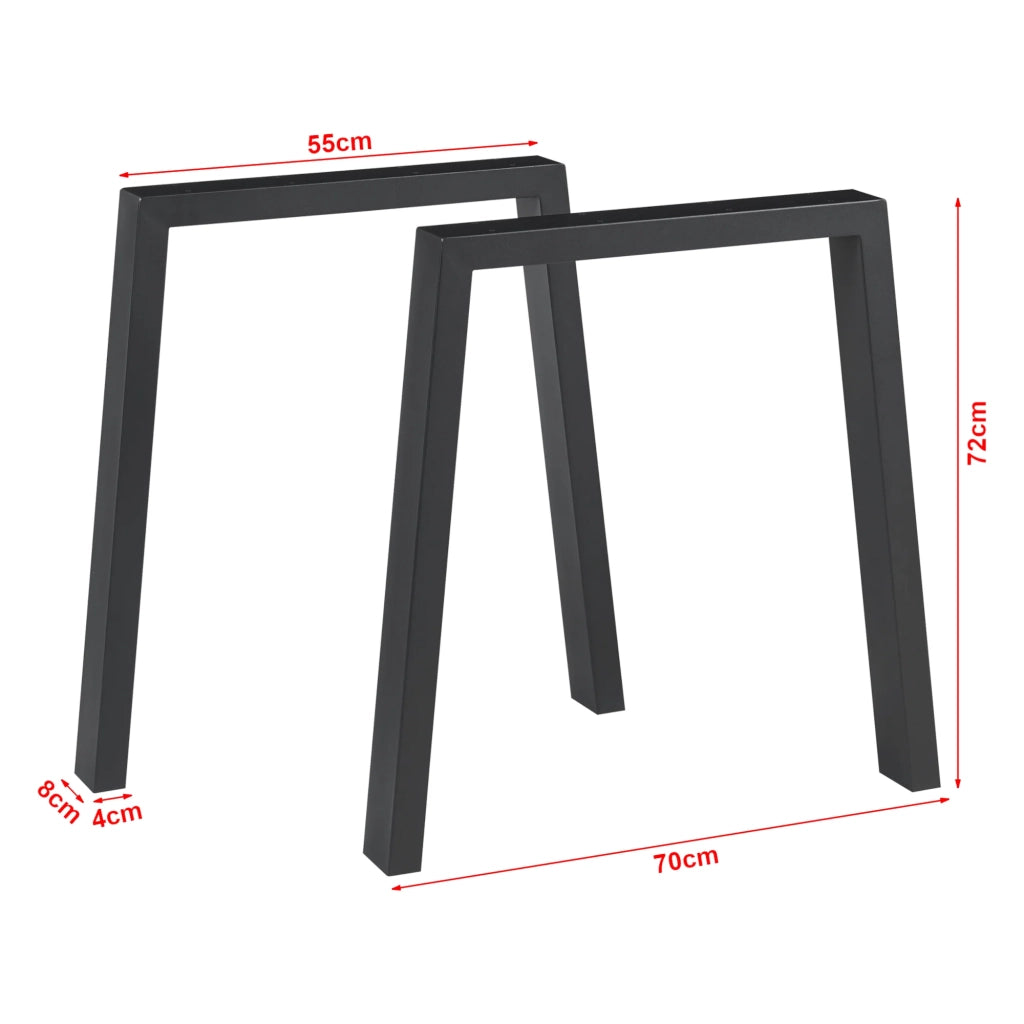 Set di 2 gambe per tavolo da arredamento moderno design originale 72 x 70 cm acciaio nero 03_0009670