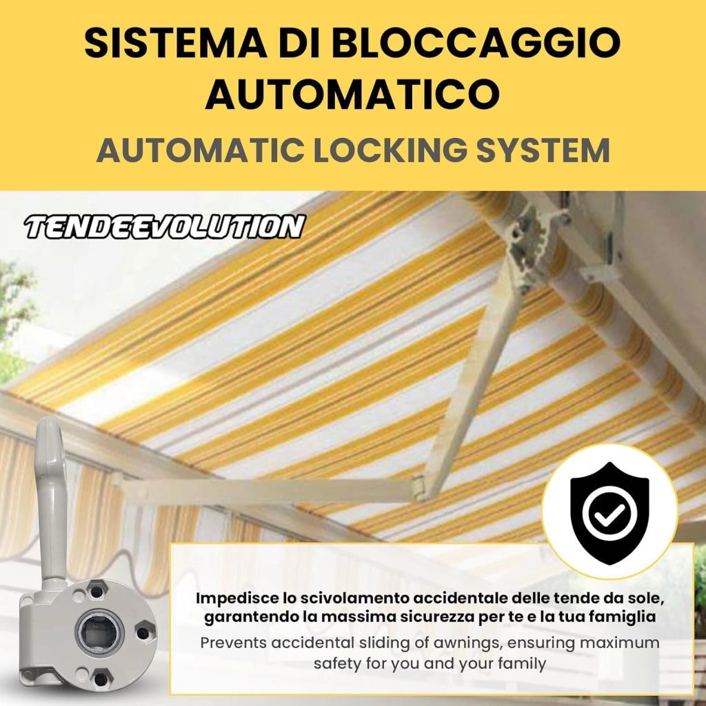 Arganello Tenda da Sole di Alta Qualità - Meccanismo Manuale per Esterni - Facile Installazione e Manutenzione (Avorio)