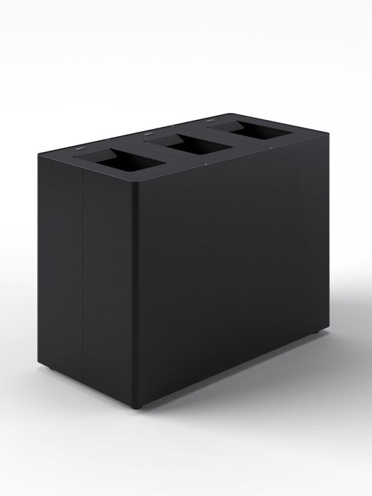Pattumiera a 3 Scomparti Totale 135 L 84x44x63 cm con Contenitori Interni in Acciaio Verniciato Nero