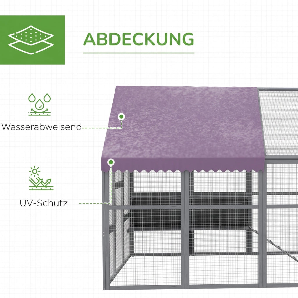 Pollaiolo per galline begehbar ¨C zephmum ¨C 280x185.5x188 cm Grigio