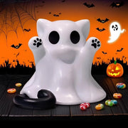 Figurine di Halloween Unica Decorazione per Interno/Esterno - Gattino Spaventoso - Scultura Horror - Decorazione per Halloween - Meraviglioso Lavoro di Scultura in Legno