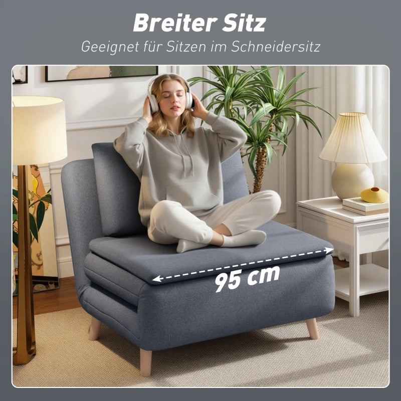 POLTRONA LETTO 3 IN 1 95 cm Grigia in Poliestere con schienale reclinabile
