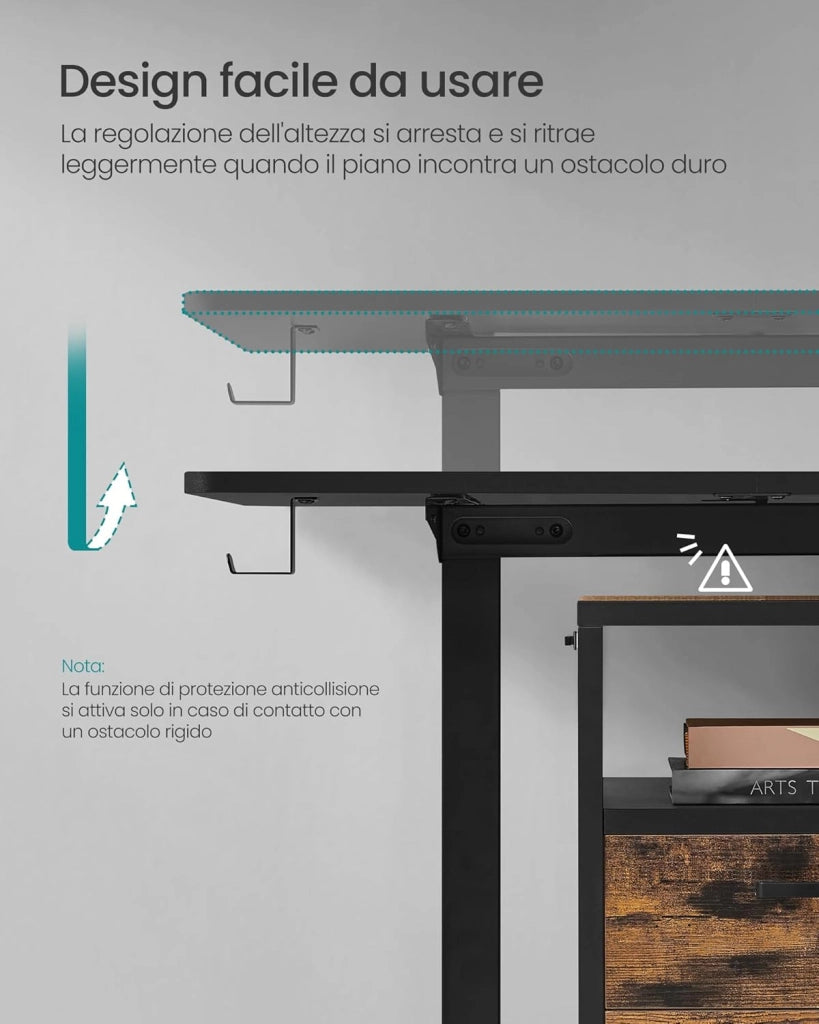 SONGMICS Scrivania Regolabile in Altezza Elettrica, 140 x 60 cm, Scrivania Elettrica, Tavolo con Memoria per 4 Altezze, Porta USB-C, Nero Inchiostro LSD134B01
