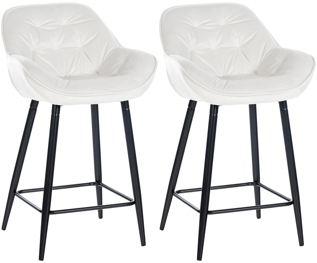 Set di 2 sgabelli da bar Gibson in velluto con altezza seduta 76 cm bianco crema