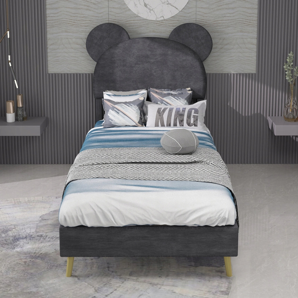 Letto imbottito 90x200 - Xylo - Minimalista grigio
