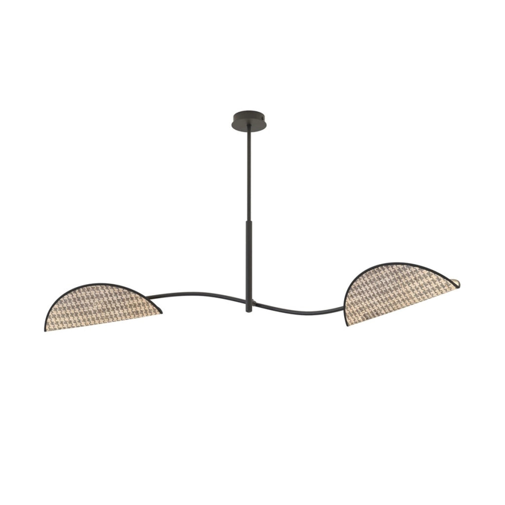 Lampada a sospensione Lotus in acciaio e velluto