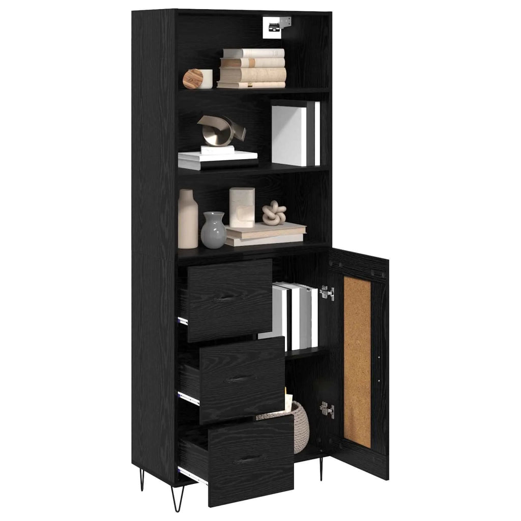 Credenza con cassetto 2 pcs Rovere Nero Legno multistrato 3416107