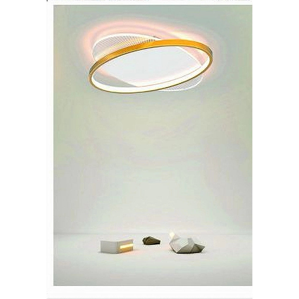 Trade Shop - Plafoniera Led 28 Watt Rotonda Oro Moderno Lampadario Soffitto Luce Fredda 71026 -