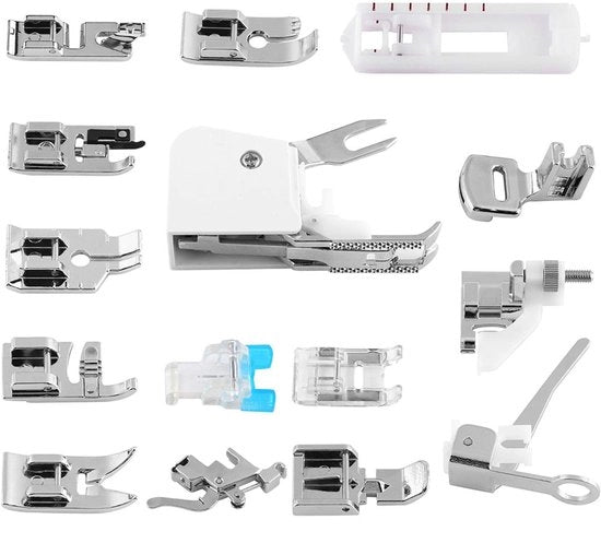 Kit per piedi universale - In acciaio inossidabile - Per macchine da cucire per uso domestico - Incluso adattatore