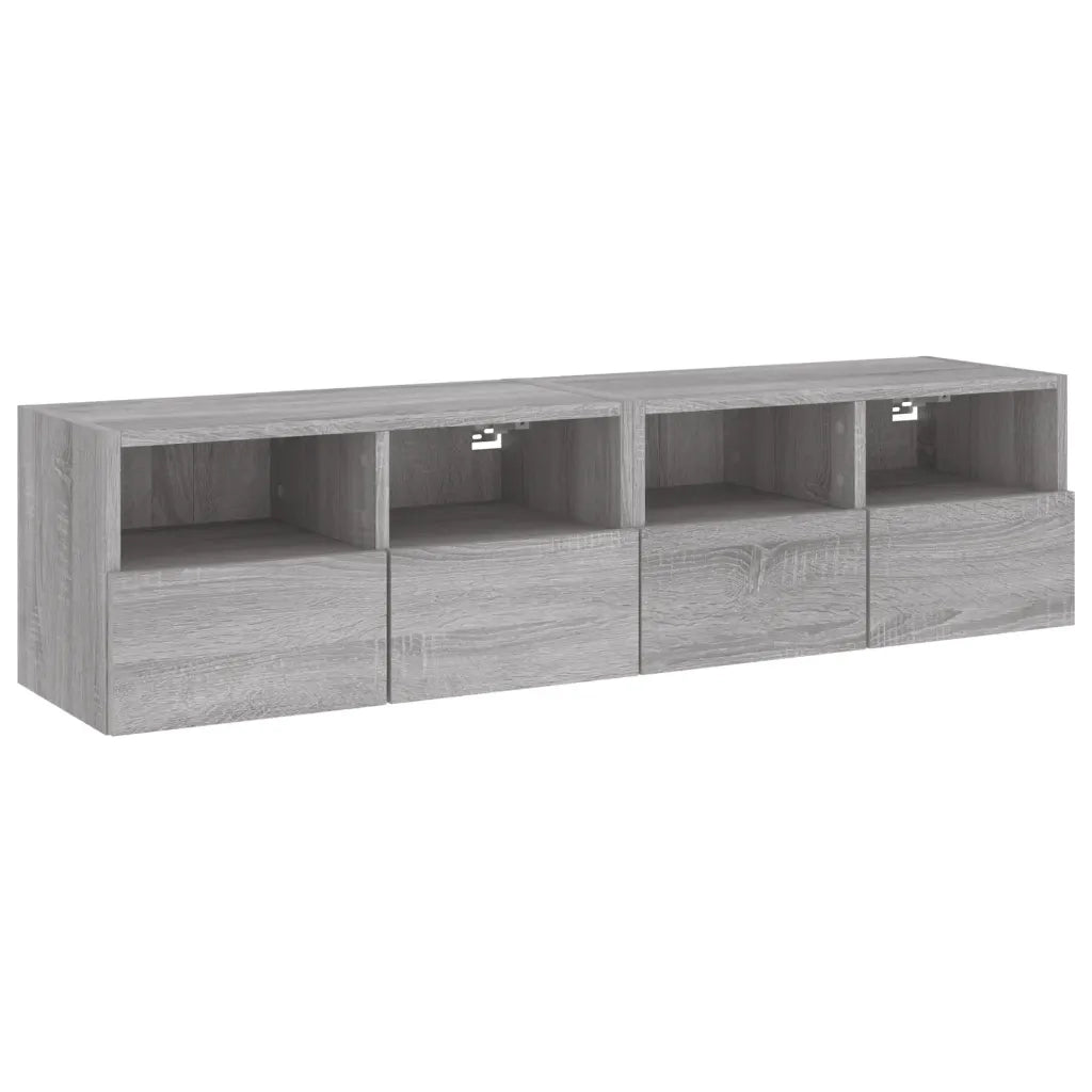 Mobili TV Muro 2pz Grigio Sonoma 60x30x30 cm Legno Multistrato 836865