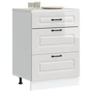 Mobiletto da cucina-Armadio da cucina "Kalmar" Bianco lucido in legno ingegnerizzato 419217