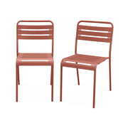 set 2 sedie da giardino bistrot in acciaio, terracotta