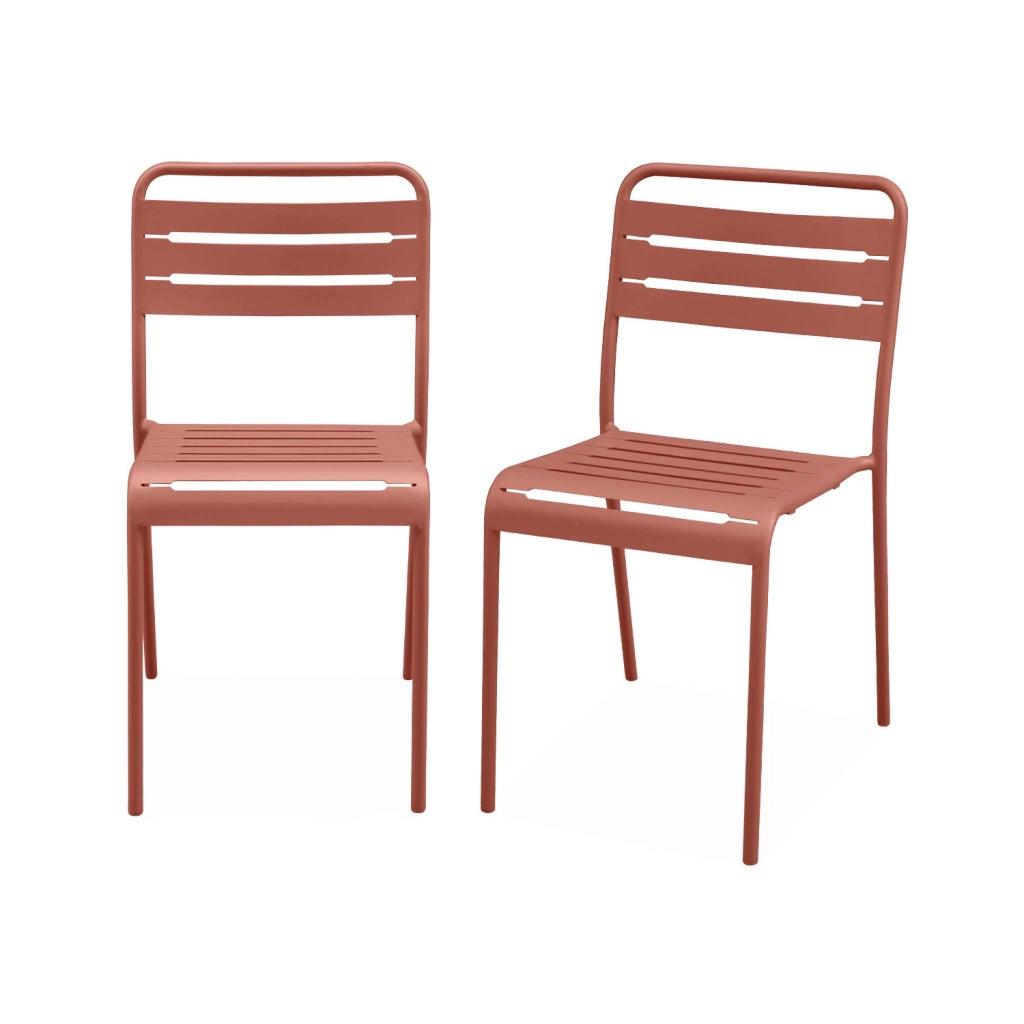 set 2 sedie da giardino bistrot in acciaio, terracotta