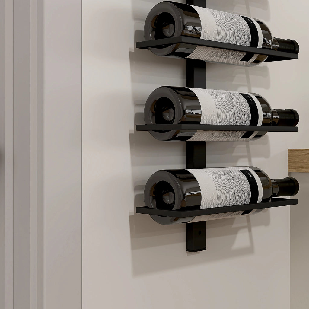 Porta bottiglie da parete per 10 bottiglie di vino in acciaio nero