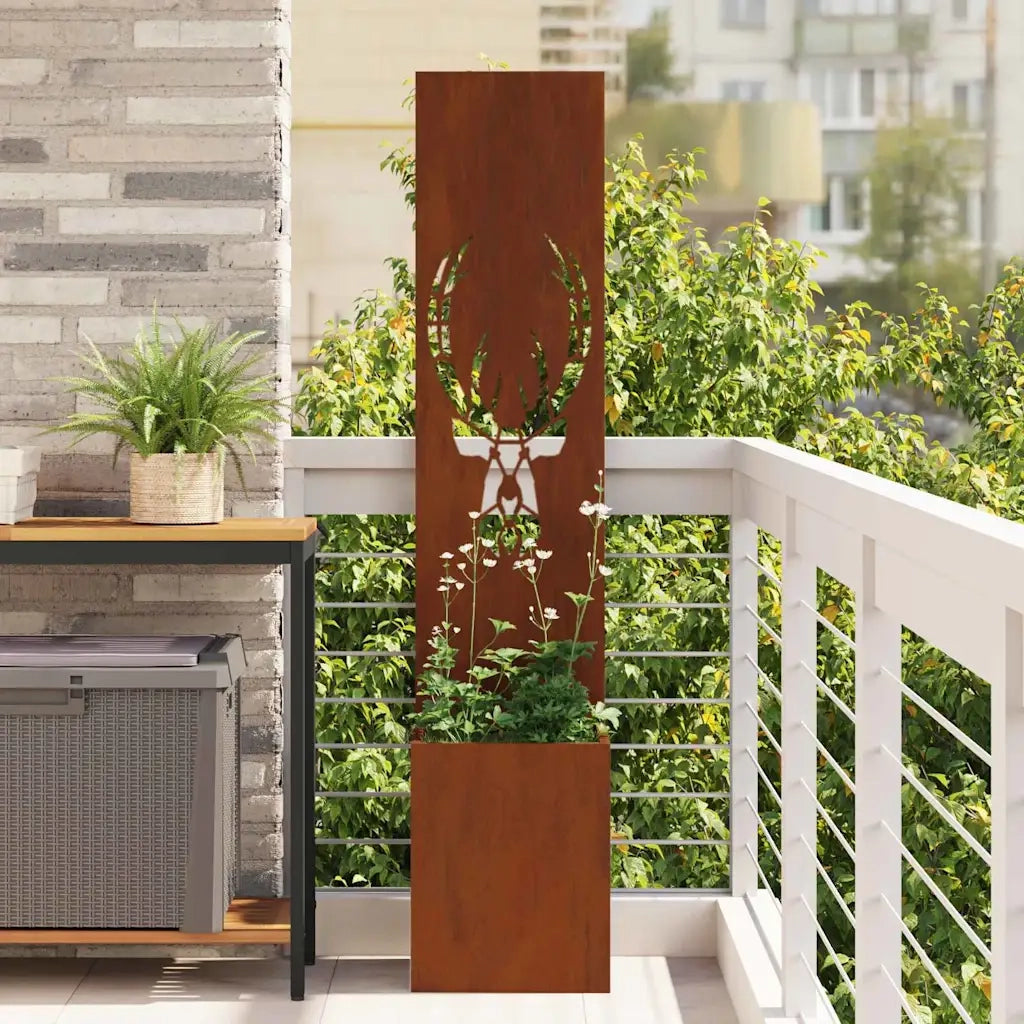 vidaXL Vaso da Giardino con Pannello Decorativo Ruggine 32 x 140 cm