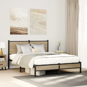 vidaXL Giroletto senza Materaso in Metallo Rovere Sonoma 140x190 cm