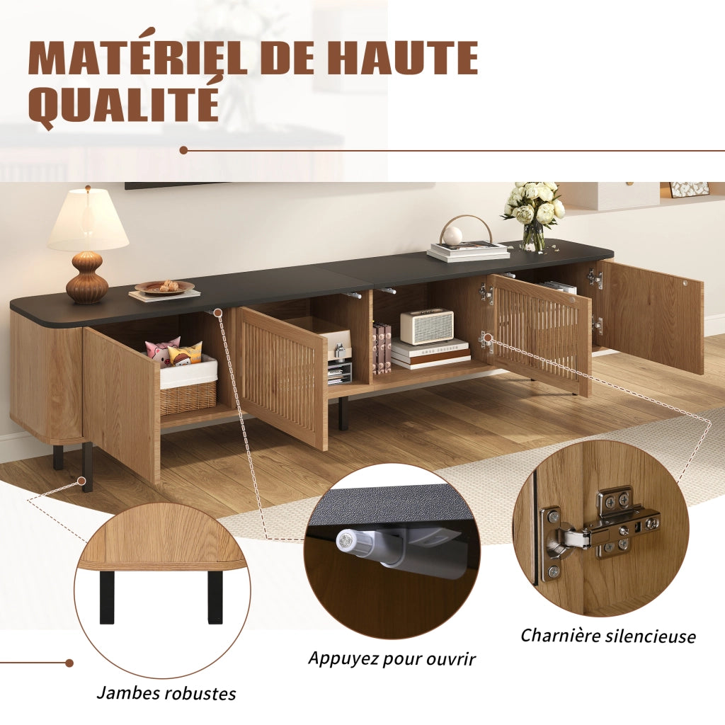 Mobile TV con 2 Ante a Griglia e 4 Vani; Stile Moderno; in MDF e Pannello Truciolare; 190??35??45 cm; Rovere
