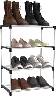 Scaffalatura per scarpe ripiegabile a 4 livelli - Risparmia spazio per 8 paia di scarpe - Organizzatore per ingresso, corridoio, soggiorno
