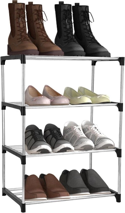 Scaffalatura per scarpe ripiegabile a 4 livelli - Risparmia spazio per 8 paia di scarpe - Organizzatore per ingresso, corridoio, soggiorno
