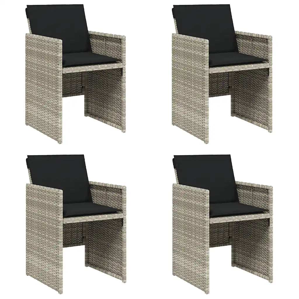 Sedie da Giardino con Cuscini 4 pz | Sedie da Esterno Grigio Chiaro in Polyrattan