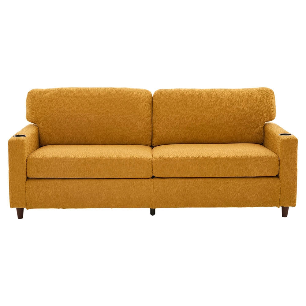 Divano 2 posti - Xylo - Chenille, LED, USB-C, porta bicchieri, giallo